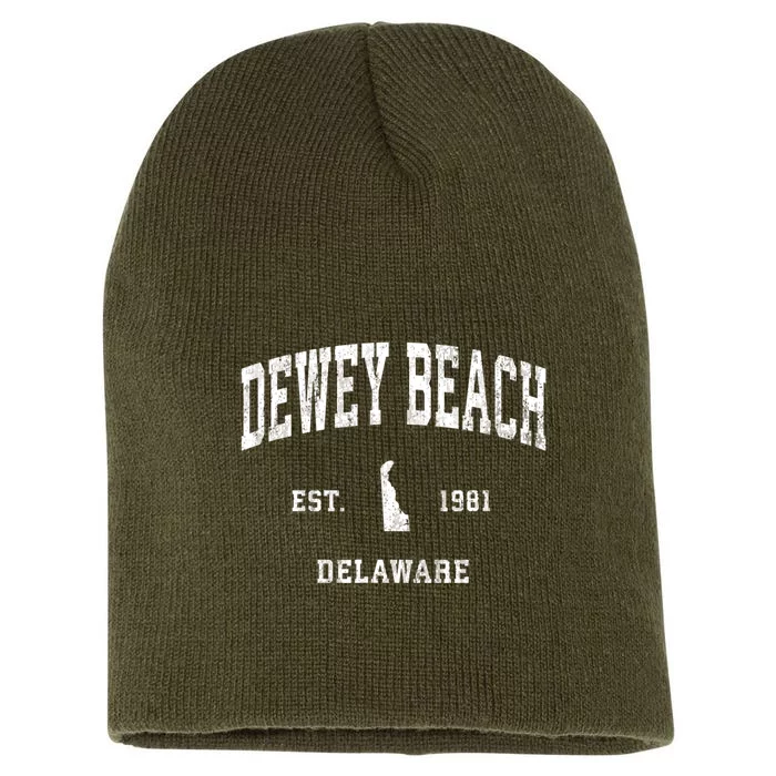 Dewey Beach Delaware De Vintage Athletic Established Short Acrylic Beanie