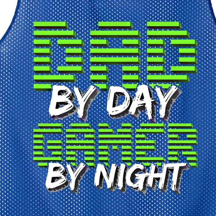 Dad By Day Gamer By Night Fathers Day Video Gamer Gift Gift Mesh Reversible Basketball Jersey Tank