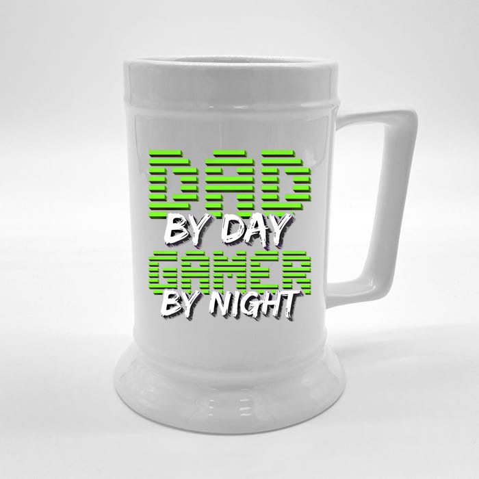 Dad By Day Gamer By Night Fathers Day Video Gamer Gift Gift Front & Back Beer Stein