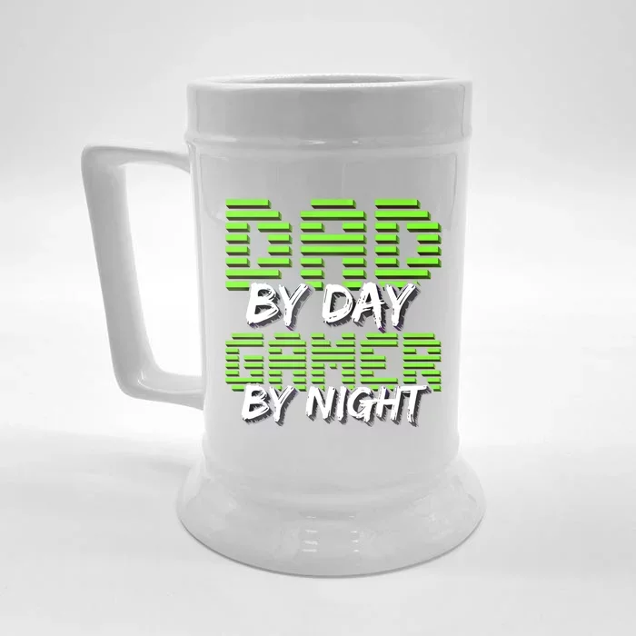 Dad By Day Gamer By Night Fathers Day Video Gamer Gift Gift Front & Back Beer Stein