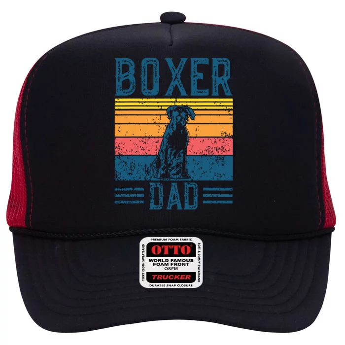 Dog Boxer Dad Vintage Boxer Dad High Crown Mesh Trucker Hat