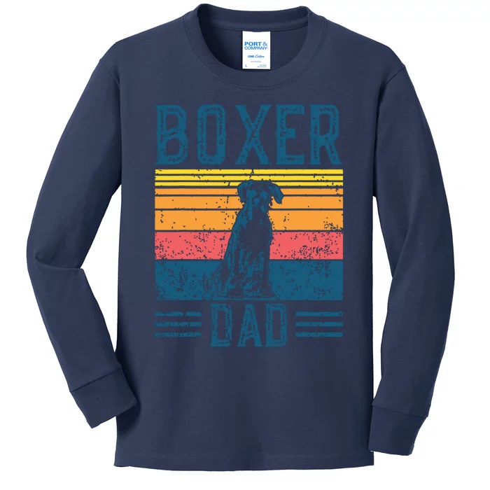 Dog Boxer Dad Vintage Boxer Dad Kids Long Sleeve Shirt