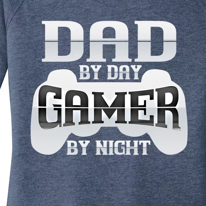 Dad By Day Gamer By Night Funny Nerdy Video Game Dad Great Gift Women's Perfect Tri Tunic Long Sleeve Shirt