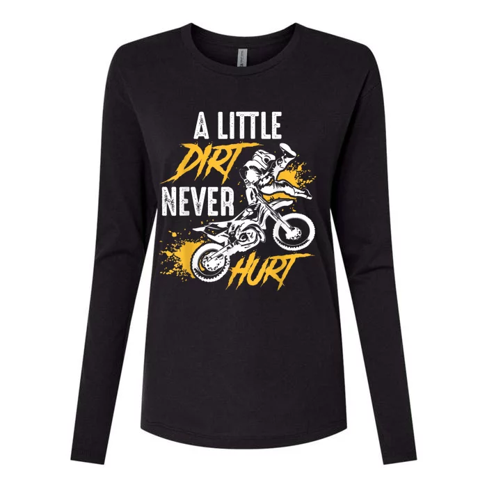 Dirt Bike Dirt Never Hurt Motocross Womens Cotton Relaxed Long Sleeve T-Shirt