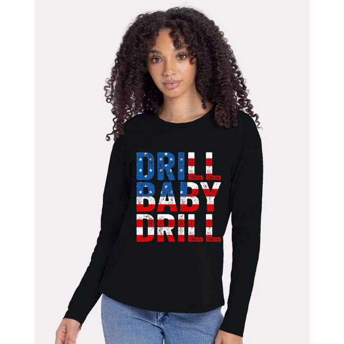 Drill Baby Drill Trump 2024 Womens Cotton Relaxed Long Sleeve T-Shirt