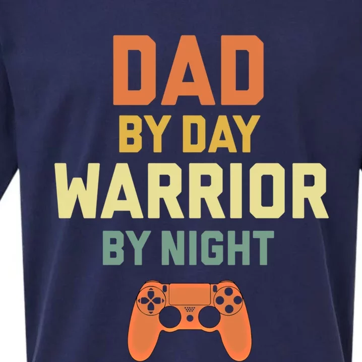 Dad By Day Warrior By Night Gamer Dad Gift Sueded Cloud Jersey T-Shirt