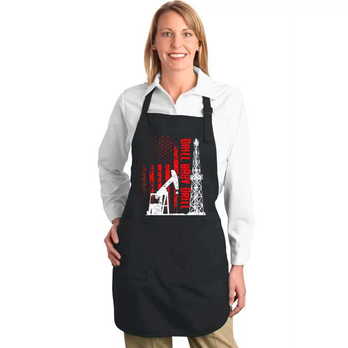 Drill Baby Drill Design For Oilfield Worker Full-Length Apron With Pocket