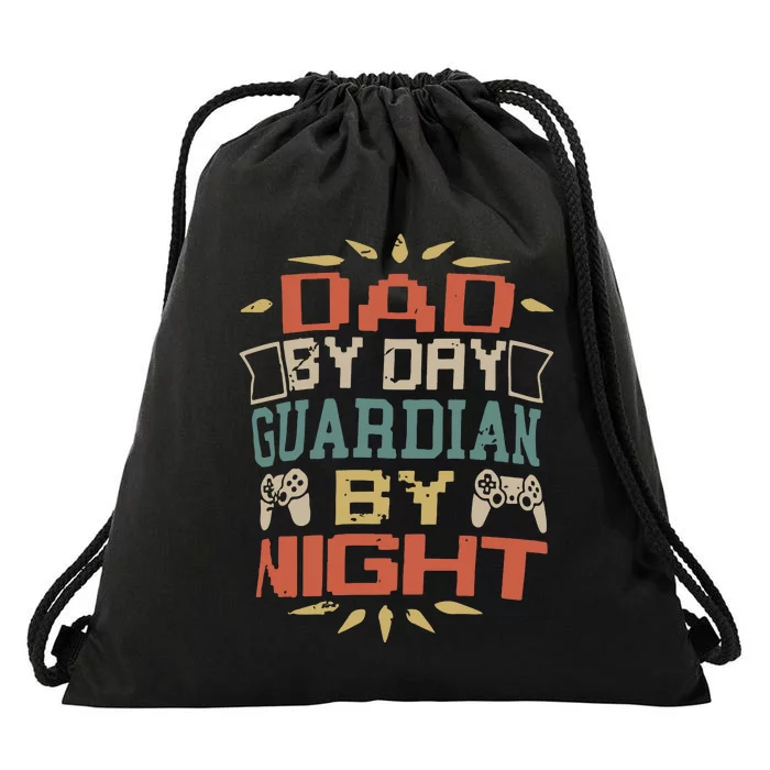 Dad By Day Guardian By Night Drawstring Bag