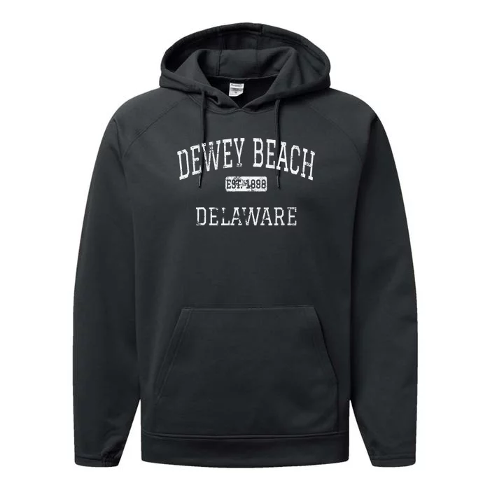 Dewey Beach Delaware De Vintage Performance Fleece Hoodie