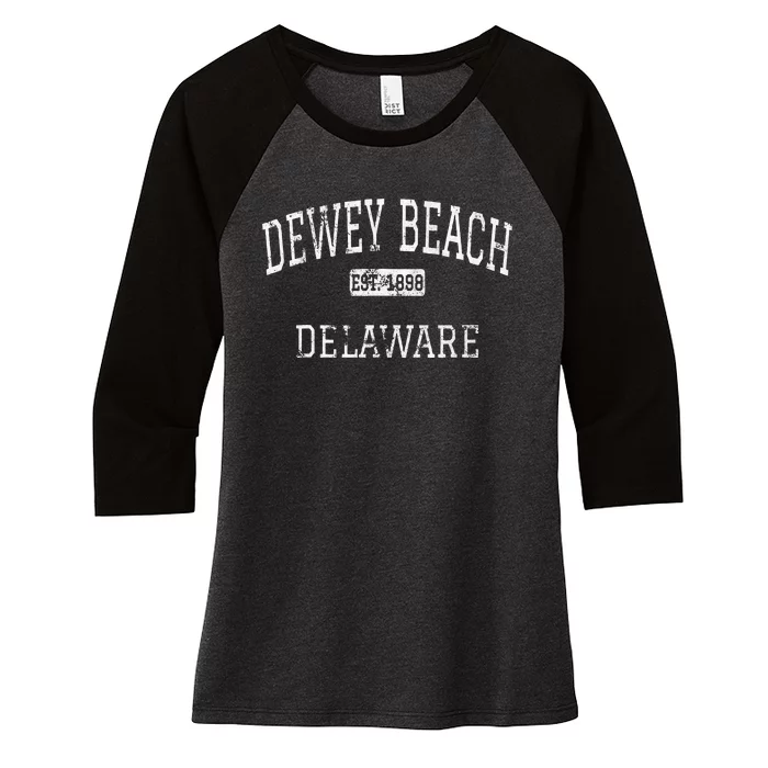 Dewey Beach Delaware De Vintage Women's Tri-Blend 3/4-Sleeve Raglan Shirt