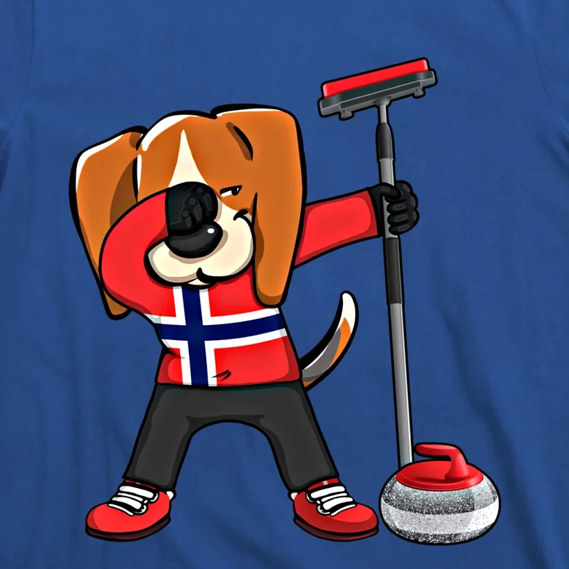 Dabbing Beagle Dog Norway Curling Lovers Jersey Winter Sport Gift T-Shirt