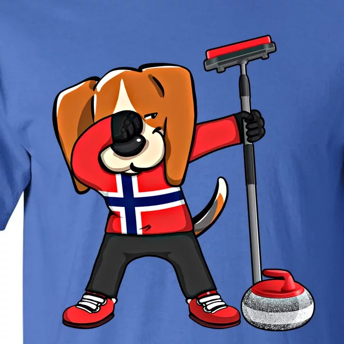 Dabbing Beagle Dog Norway Curling Lovers Jersey Winter Sport Gift Tall T-Shirt