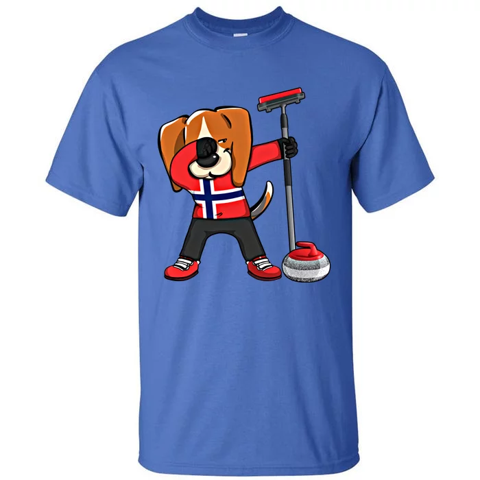 Dabbing Beagle Dog Norway Curling Lovers Jersey Winter Sport Gift Tall T-Shirt