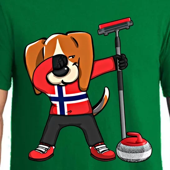 Dabbing Beagle Dog Norway Curling Lovers Jersey Winter Sport Gift Pajama Set