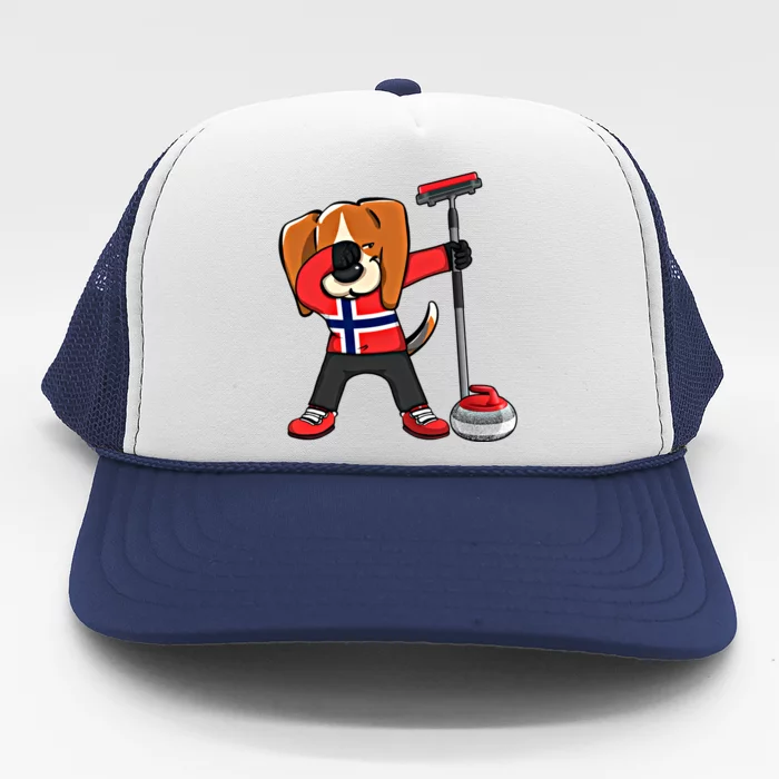 Dabbing Beagle Dog Norway Curling Lovers Jersey Winter Sport Gift Trucker Hat