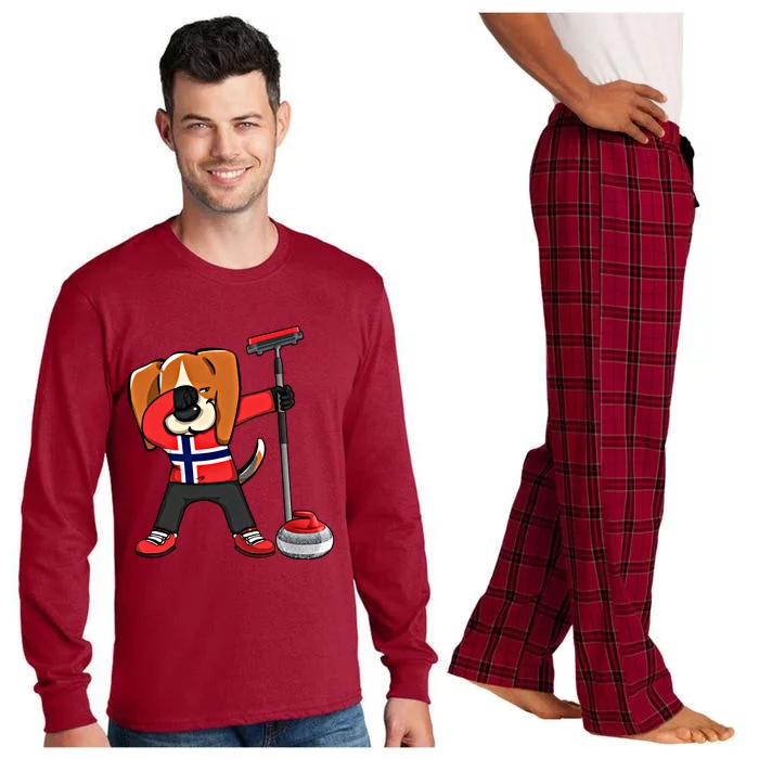 Dabbing Beagle Dog Norway Curling Lovers Jersey Winter Sport Gift Long Sleeve Pajama Set