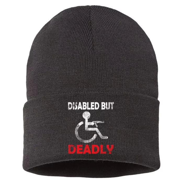 Disabled But Deadly Funny Sustainable Knit Beanie