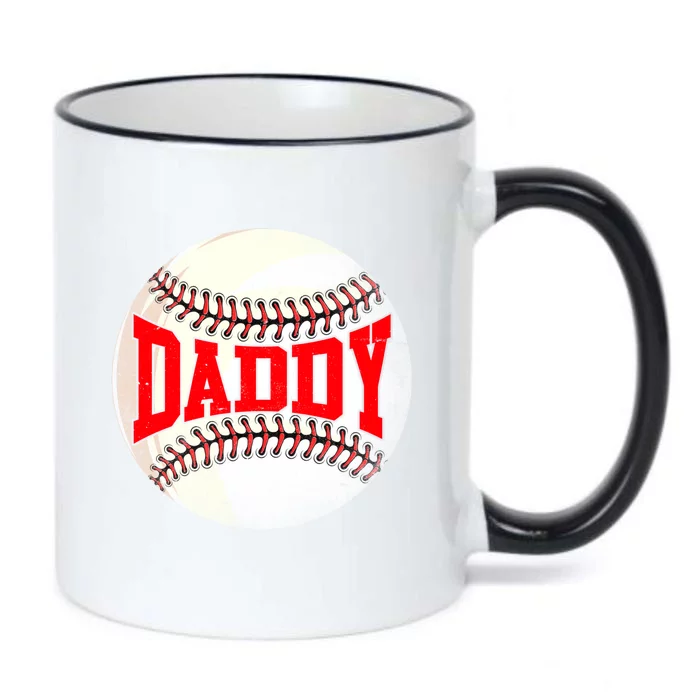 Distressed Baseball Daddy Funny Fathers Day Gift Black Color Changing Mug