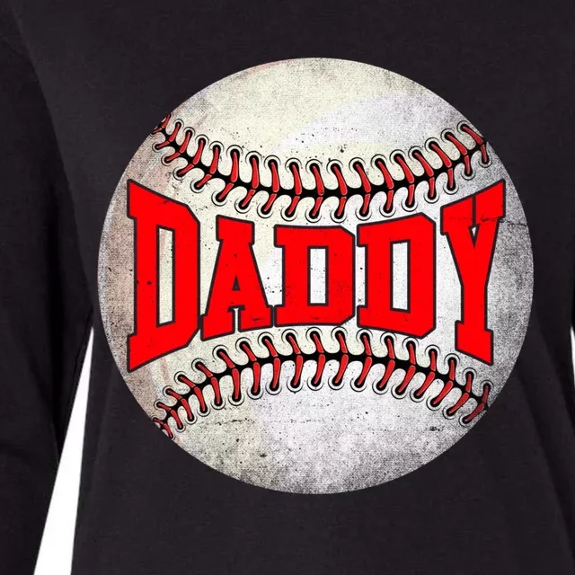 Distressed Baseball Daddy Funny Fathers Day Gift Womens Cotton Relaxed Long Sleeve T-Shirt