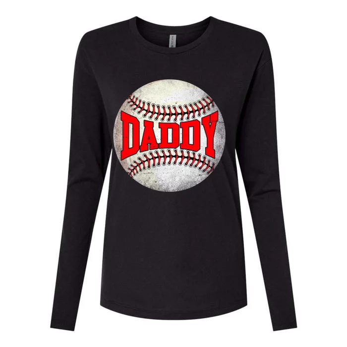 Distressed Baseball Daddy Funny Fathers Day Gift Womens Cotton Relaxed Long Sleeve T-Shirt