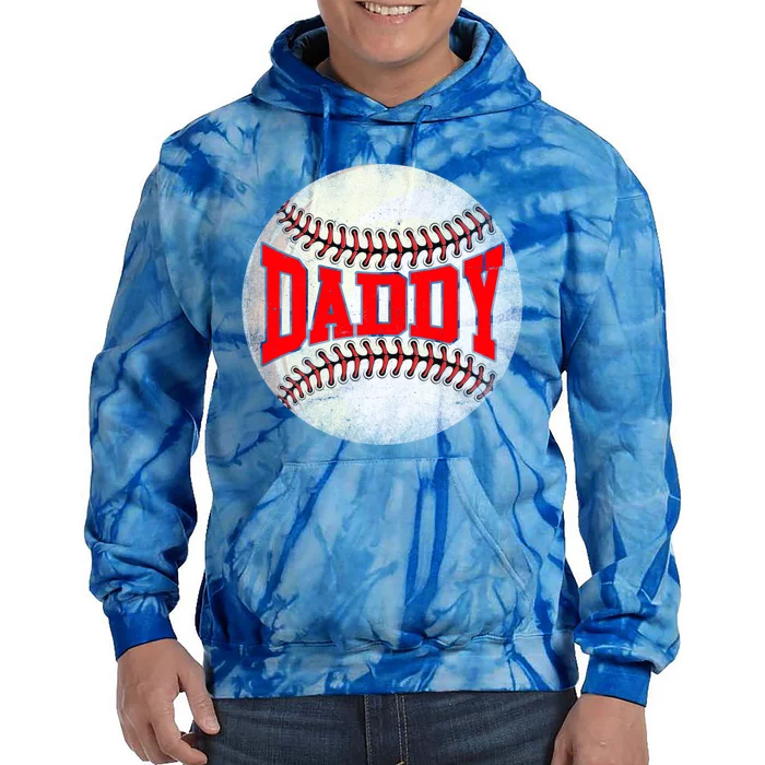 Distressed Baseball Daddy Funny Fathers Day Gift Tie Dye Hoodie