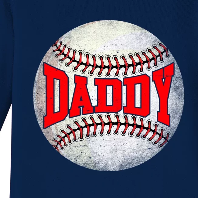 Distressed Baseball Daddy Funny Fathers Day Gift Baby Long Sleeve Bodysuit