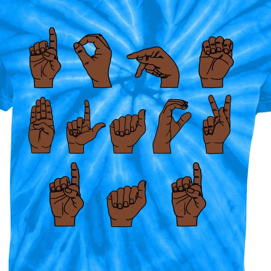 Dope Black Dad Sign Language Asl African American Dad Gift Kids Tie-Dye T-Shirt