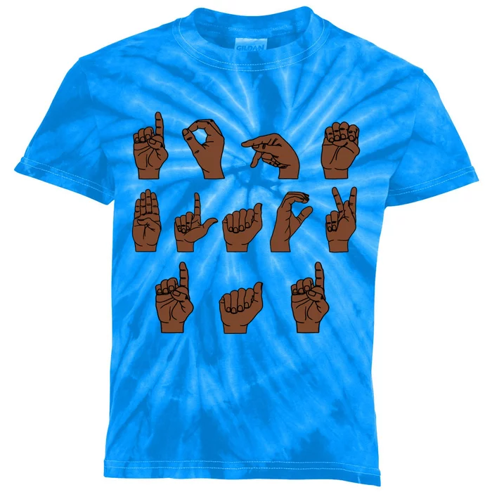 Dope Black Dad Sign Language Asl African American Dad Gift Kids Tie-Dye T-Shirt