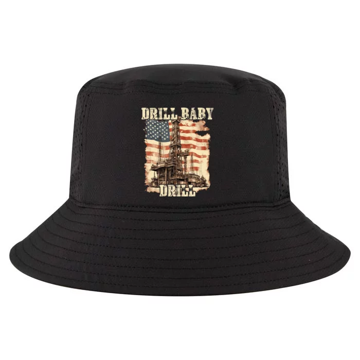 Drill Baby Drill American Flag Design Cool Comfort Performance Bucket Hat