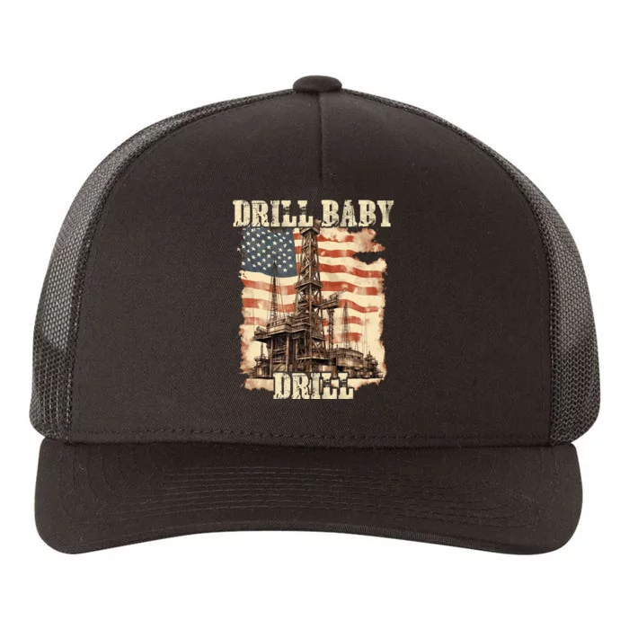 Drill Baby Drill American Flag Design Yupoong Adult 5-Panel Trucker Hat