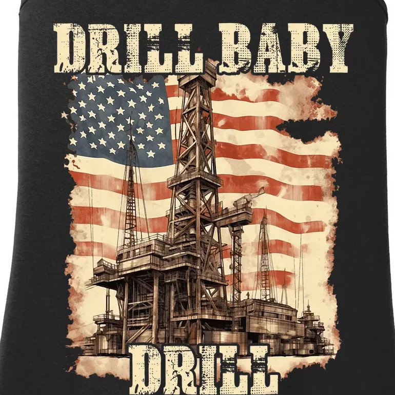 Drill Baby Drill American Flag Design Ladies Essential Tank