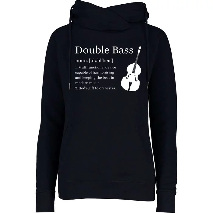 Double Bass Definition Upright Bass Instrument Womens Funnel Neck Pullover Hood