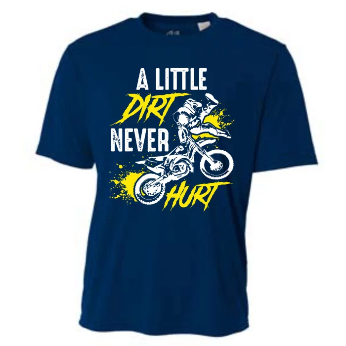 Dirt Bike Dirt Never Hurt Motocross Cooling Performance Crew T-Shirt