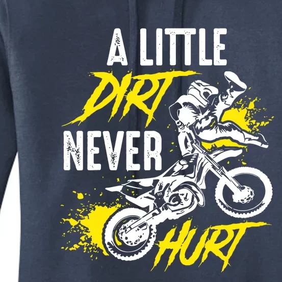 Dirt Bike Dirt Never Hurt Motocross Women's Pullover Hoodie