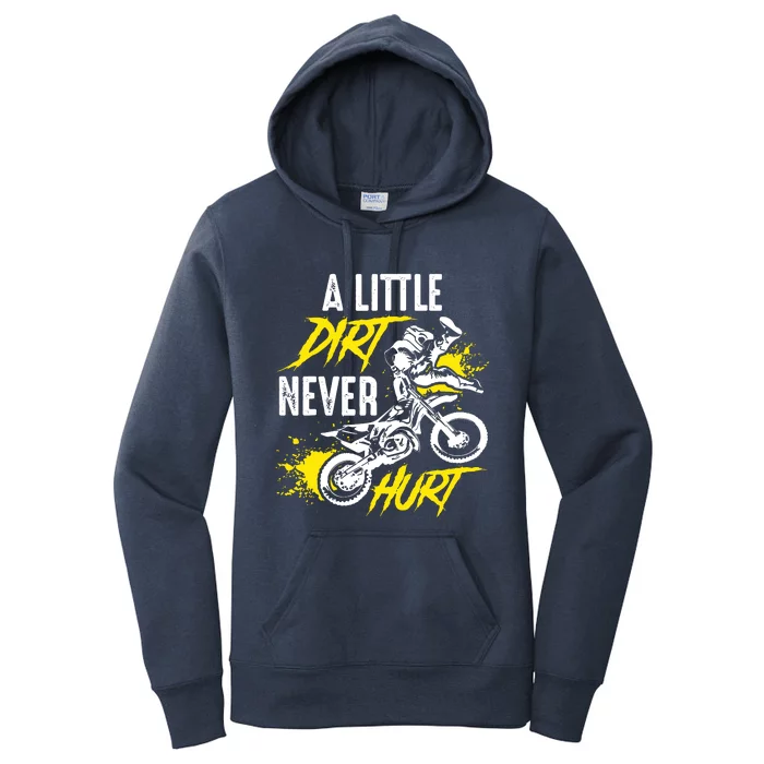 Dirt Bike Dirt Never Hurt Motocross Women's Pullover Hoodie