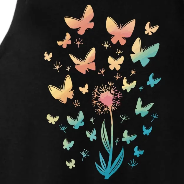 Dandelion Butterfly Ladies Tri-Blend Wicking Tank