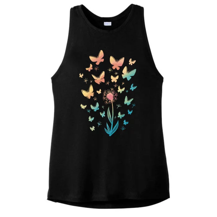 Dandelion Butterfly Ladies Tri-Blend Wicking Tank