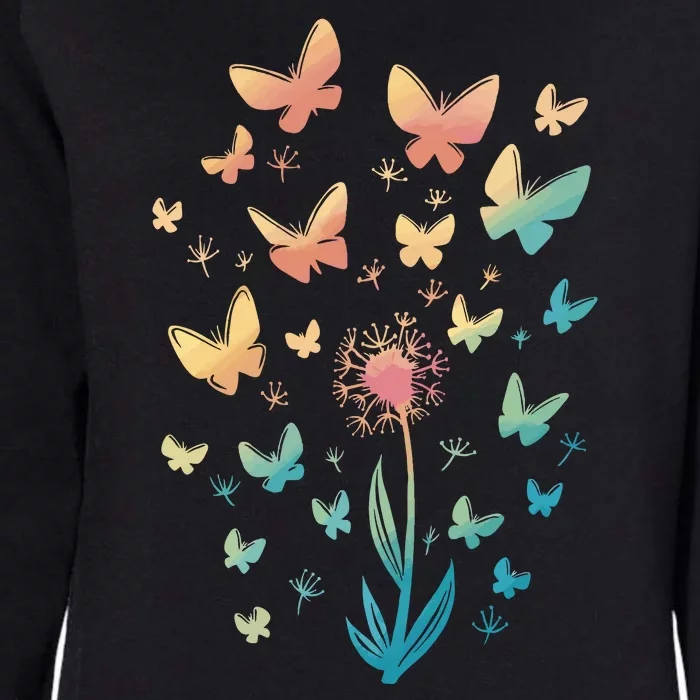 Dandelion Butterfly Womens California Wash Sweatshirt