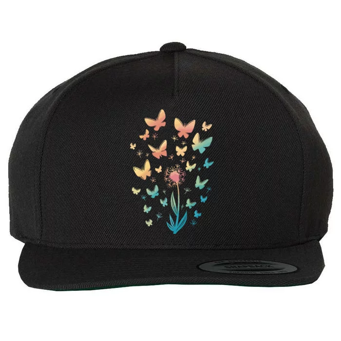 Dandelion Butterfly Wool Snapback Cap