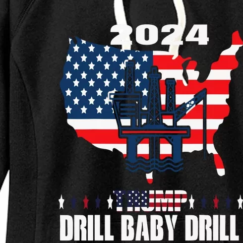 Drill Baby Drill American Flag Oilrig Oilfield Trash Women's Fleece Hoodie