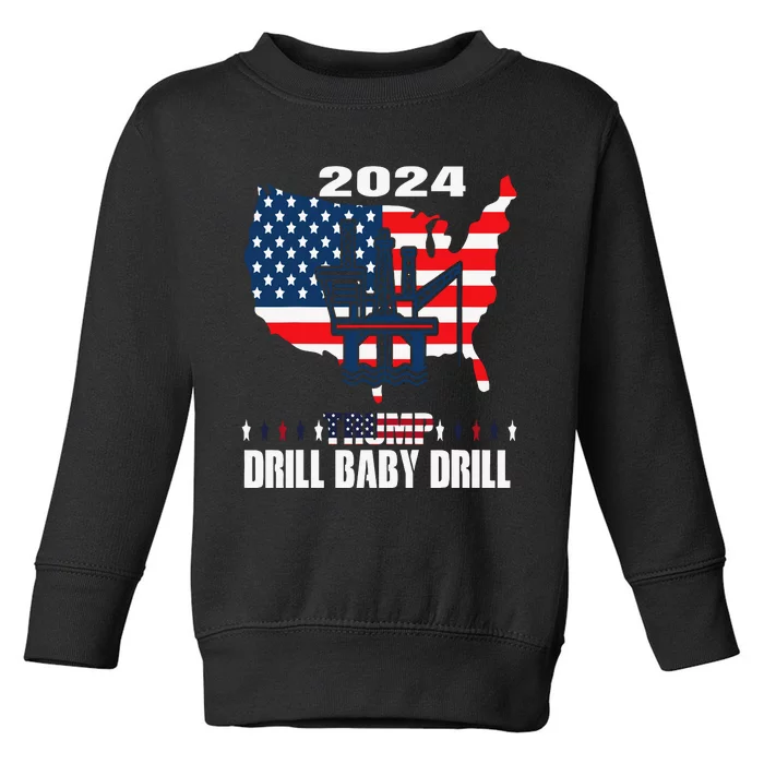 Drill Baby Drill American Flag Oilrig Oilfield Trash Toddler Sweatshirt