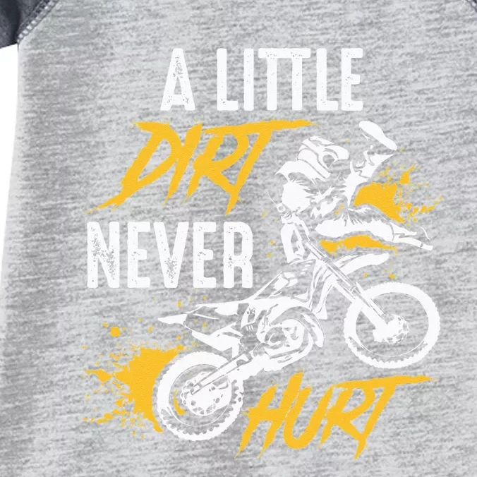 Dirt Bike Dirt Never Hurt Motocross Infant Baby Jersey Bodysuit