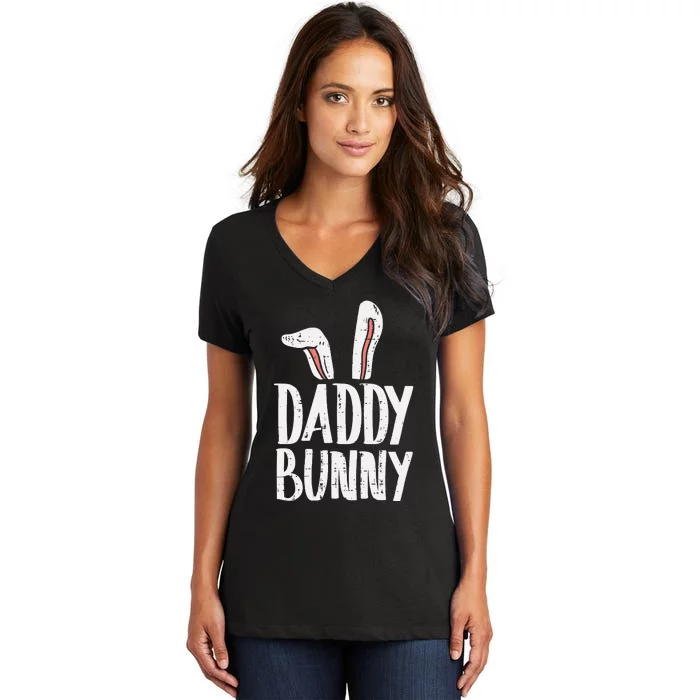 Daddy Bunny Ears Easter Family Matching Dad Father Papa Women's V-Neck T-Shirt