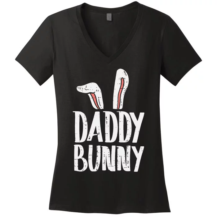 Daddy Bunny Ears Easter Family Matching Dad Father Papa Women's V-Neck T-Shirt