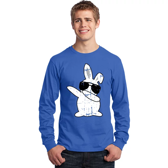 Dabbing Bunny Easter Outfit And Bunny Dad Matching Gift Long Sleeve Shirt