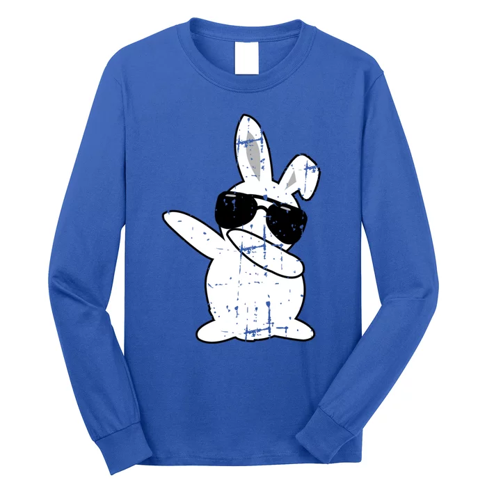 Dabbing Bunny Easter Outfit And Bunny Dad Matching Gift Long Sleeve Shirt