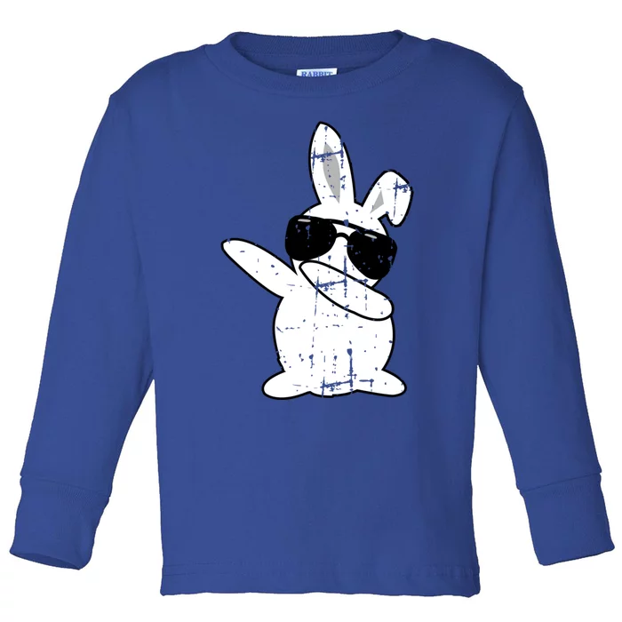 Dabbing Bunny Easter Outfit And Bunny Dad Matching Gift Toddler Long Sleeve Shirt