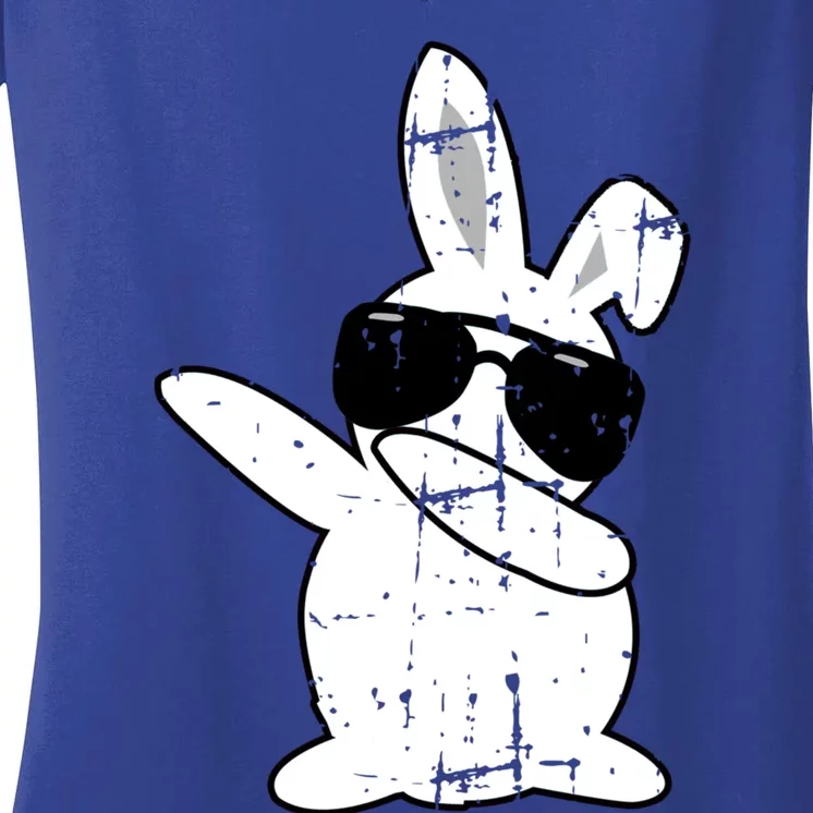 Dabbing Bunny Easter Outfit And Bunny Dad Matching Gift Women's V-Neck T-Shirt