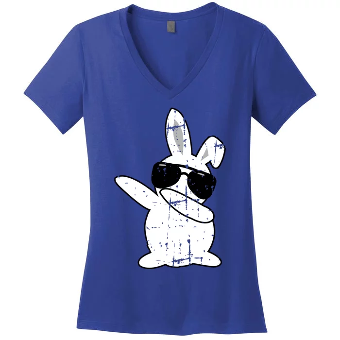 Dabbing Bunny Easter Outfit And Bunny Dad Matching Gift Women's V-Neck T-Shirt