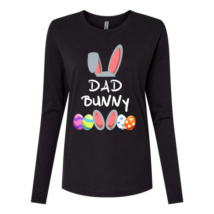 Dad Bunny Easter Gift Group Matching Family Easter Eggs Gift Womens Cotton Relaxed Long Sleeve T-Shirt